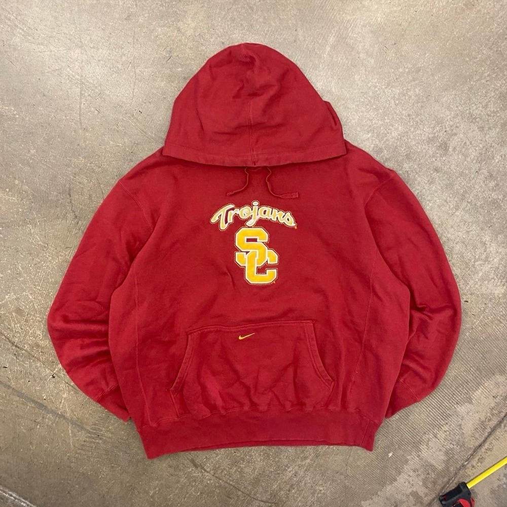 Vintage USC Trojans Southern California Nike Center Swoosh Y2K Hoodie Size XXL